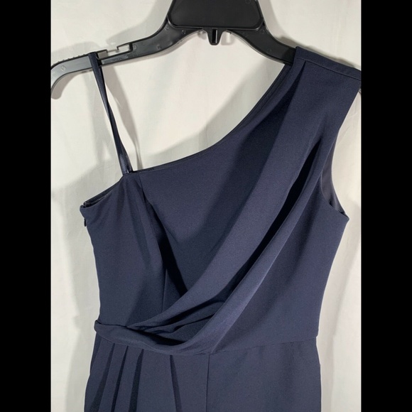 NEW $148 Eliza J One-Shoulder Laguna Crepe Jumpsuit in Navy Blue [SZ 2‎ ] - Picture 7 of 14